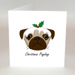 pug, handmade, greeting card, folksy