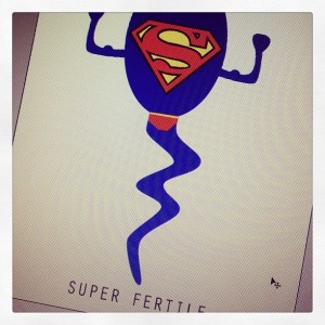 super fertile card, new baby, congratulations, superman, sperm, funny, quirky